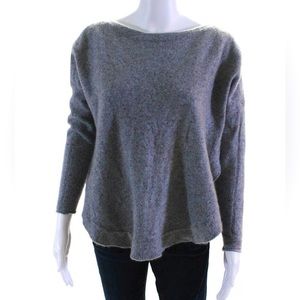 Qi‎ Cashmere Crew Neck Sweater Gray Black Size Extra Small